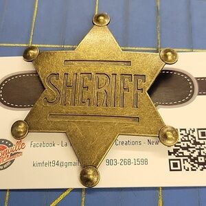 Sheriff Star Copper Tone 2.5" Badge Pin Clasp